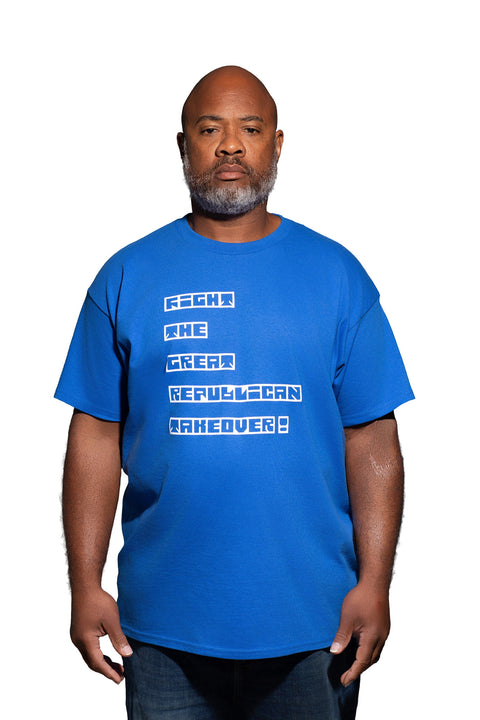 Fight The Great Republican Takeover! T-Shirt Block Font